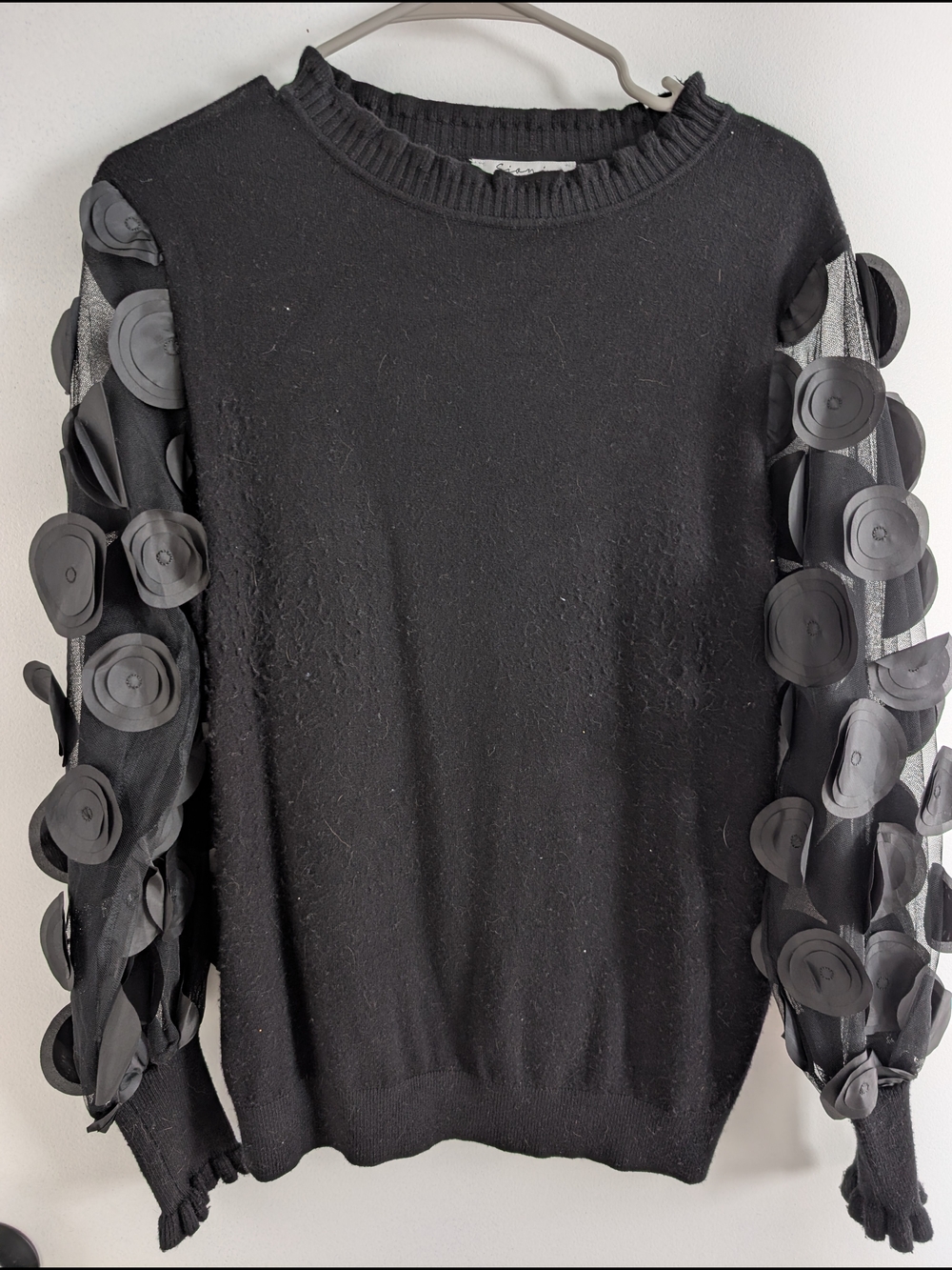 Black Women's Decorative Sleeve Sweater